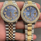 Rolex Date Just Moissanite Diamond Blue Dial Diamond On Bezel watch customdiamjewel