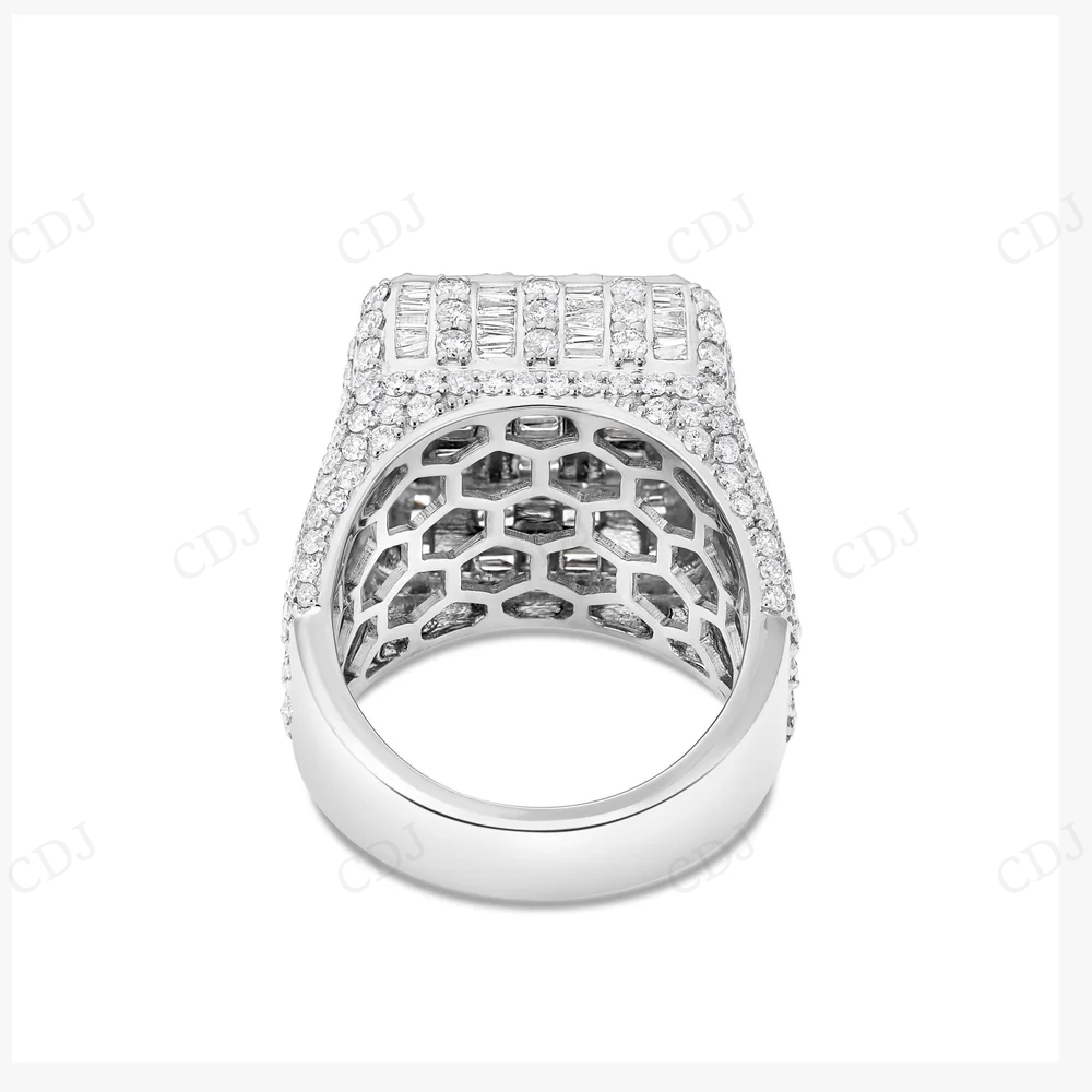 10K White Gold Square Baguette Diamond Ring hip hop jewelry CustomDiamJewel
