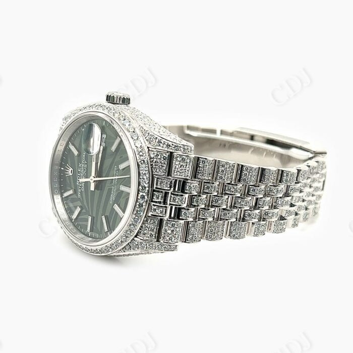 Green Dial Rolex Fully Iced Our Moissanite Watch customdiamjewel