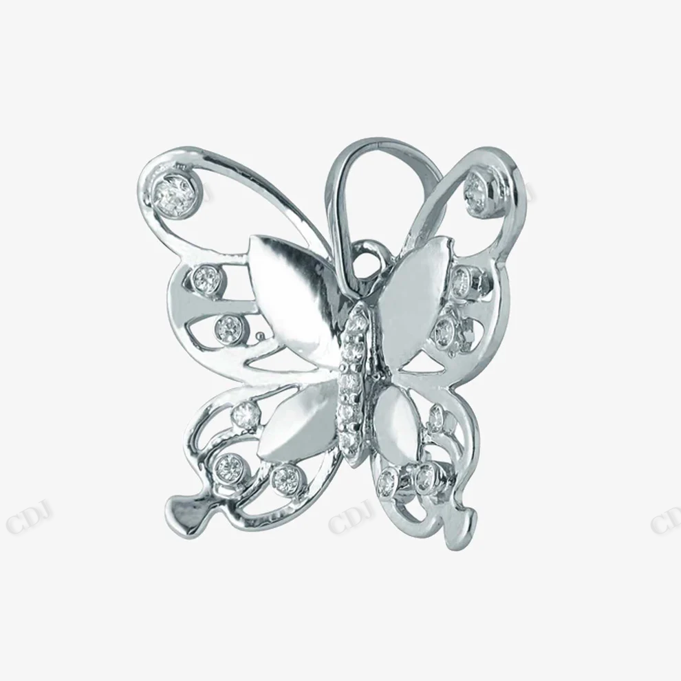 Sterling Silver Moissanite Butterfly Pendant hip hop jewelry CustomDiamJewel