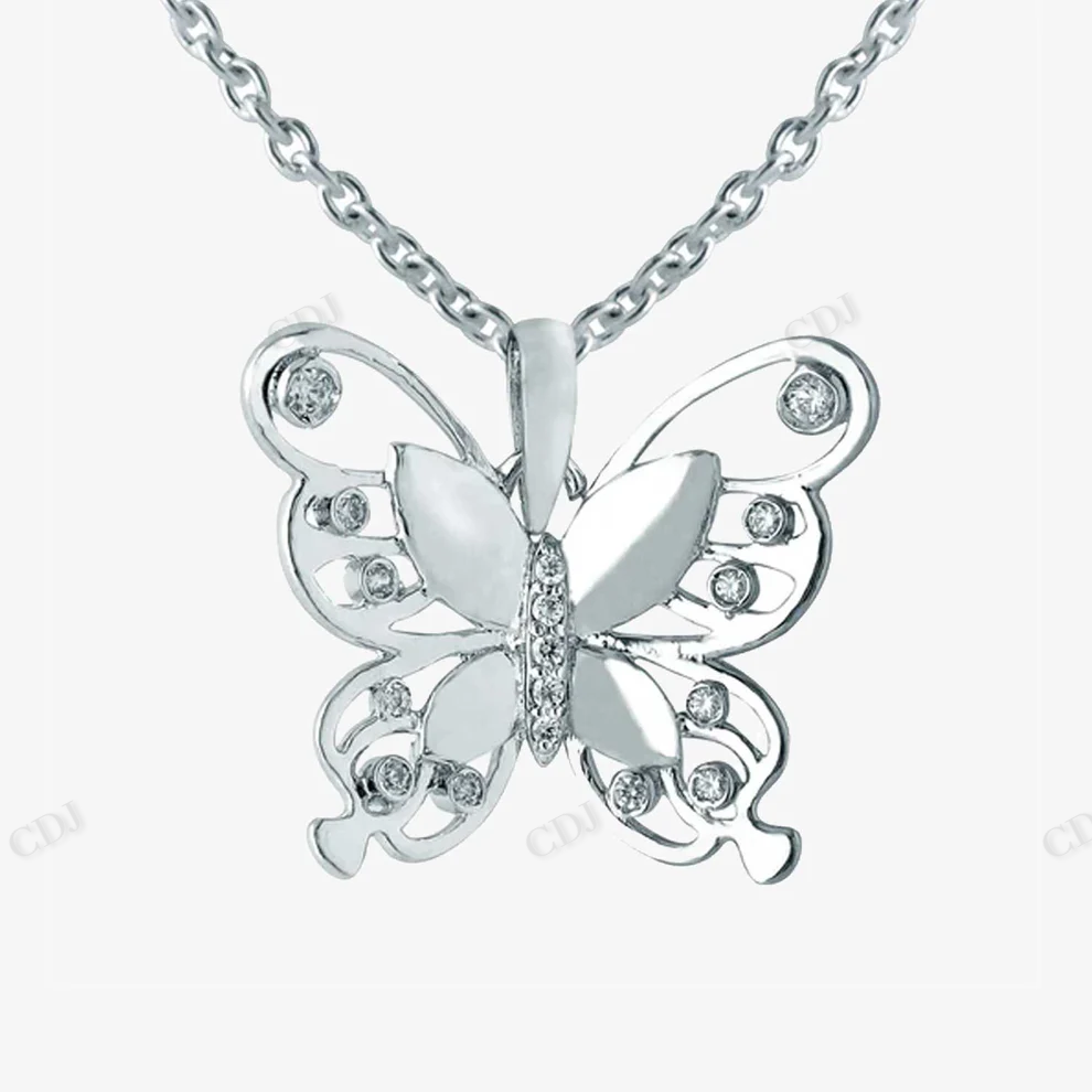 Sterling Silver Moissanite Butterfly Pendant hip hop jewelry CustomDiamJewel