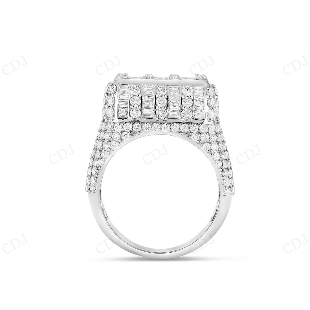 10K White Gold Square Baguette Diamond Ring hip hop jewelry CustomDiamJewel