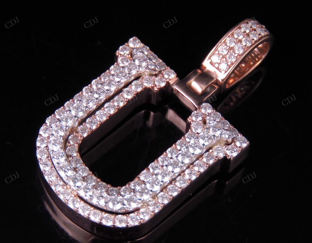 1.5" 1.75 CTW 18K Gold Real Diamond 3D Initial 'U' Letter Pendant CustomDiamJewel