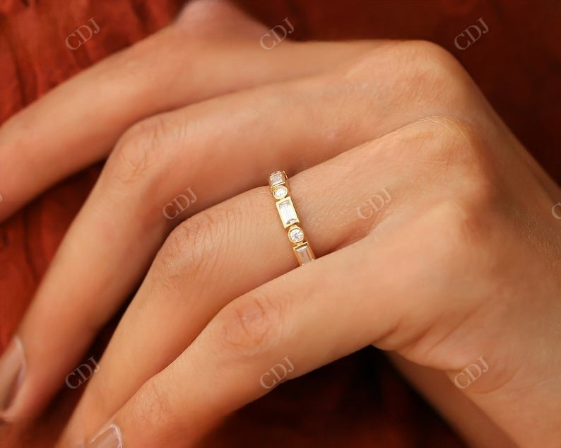 Alternative Baguette and Round Diamond Wedding Band  customdiamjewel   