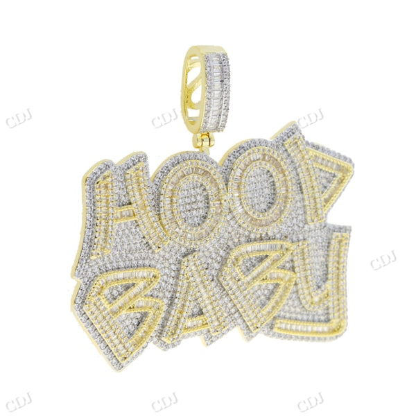 Iced Out Two Tone Baguette HOOD BABY Pendant hip hop jewelry CustomDiamJewel