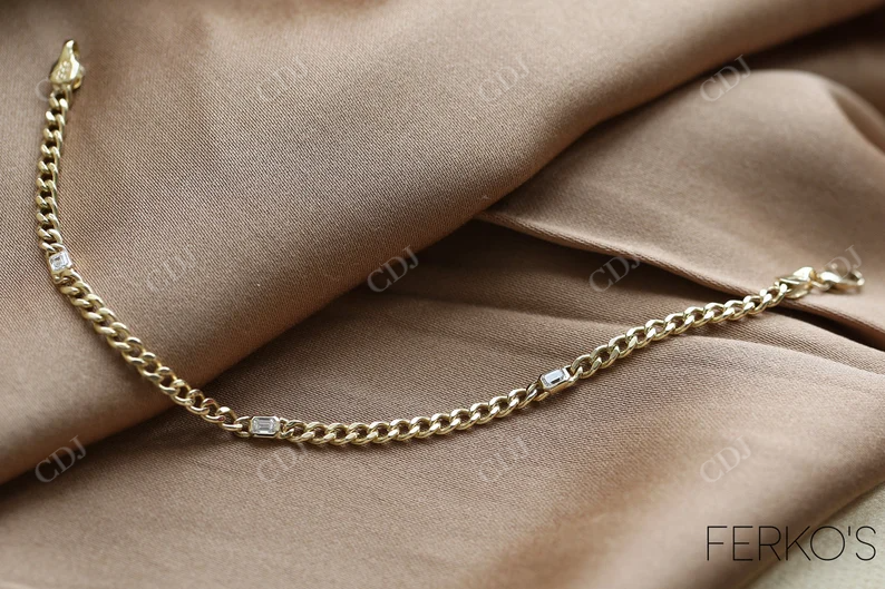 0.12CTW Moissanite Bezel Set Link Diamond Bracelet  customdiamjewel   