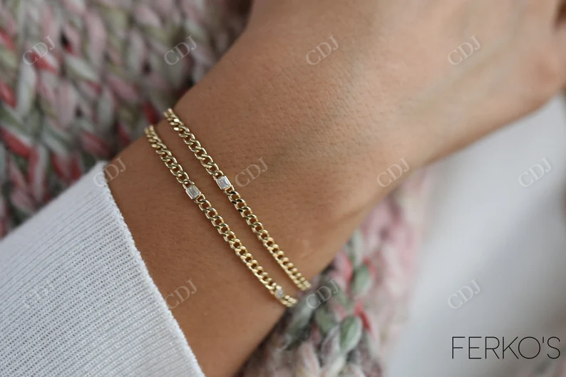 0.12CTW Moissanite Bezel Set Link Diamond Bracelet  customdiamjewel   