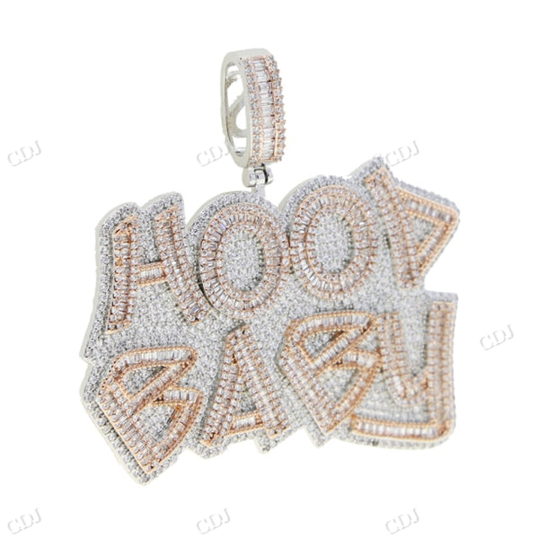 Iced Out Two Tone Baguette HOOD BABY Pendant hip hop jewelry CustomDiamJewel