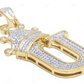 1.6" 0.55 CTW 10K Gold Natural Diamond Crown Initial "U" Pendant CustomDiamJewel