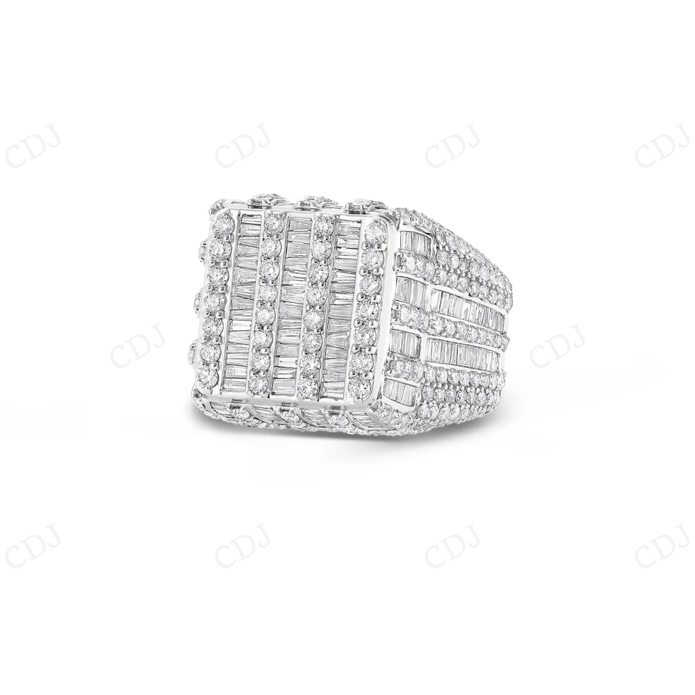 10K White Gold Square Baguette Diamond Ring hip hop jewelry CustomDiamJewel