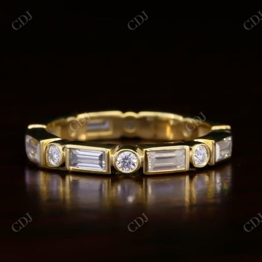 Alternative Baguette and Round Diamond Wedding Band  customdiamjewel   