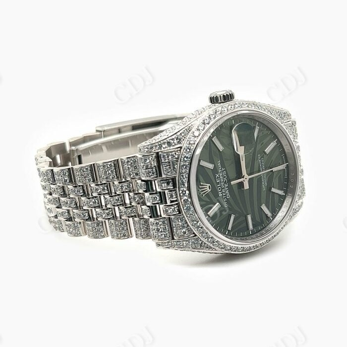 Green Dial Rolex Fully Iced Our Moissanite Watch customdiamjewel