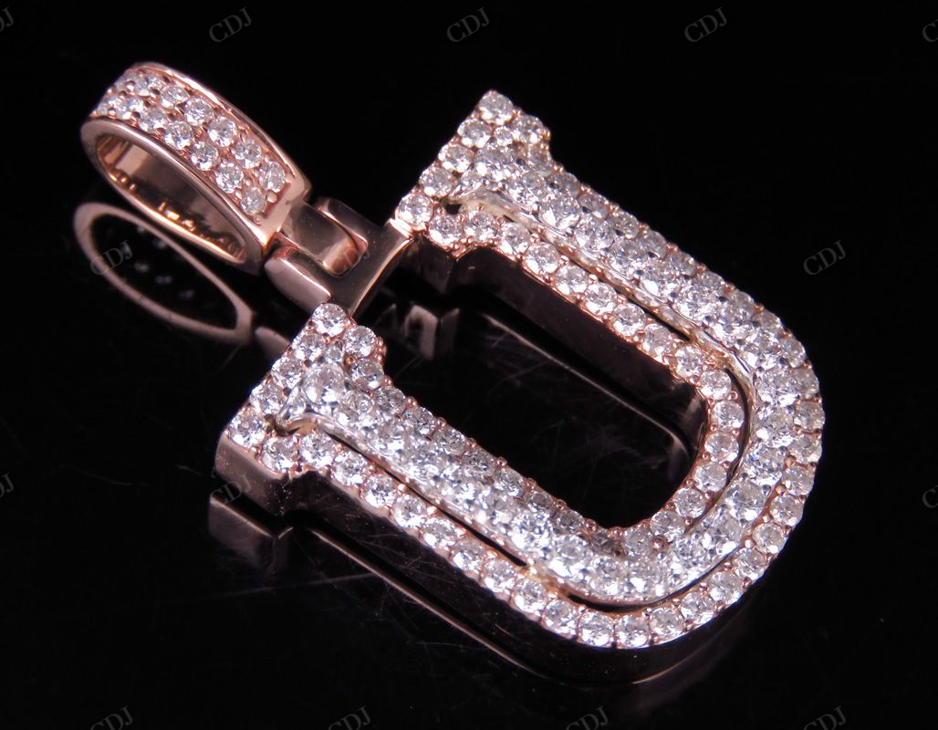 1.5" 1.75 CTW 18K Gold Real Diamond 3D Initial 'U' Letter Pendant CustomDiamJewel