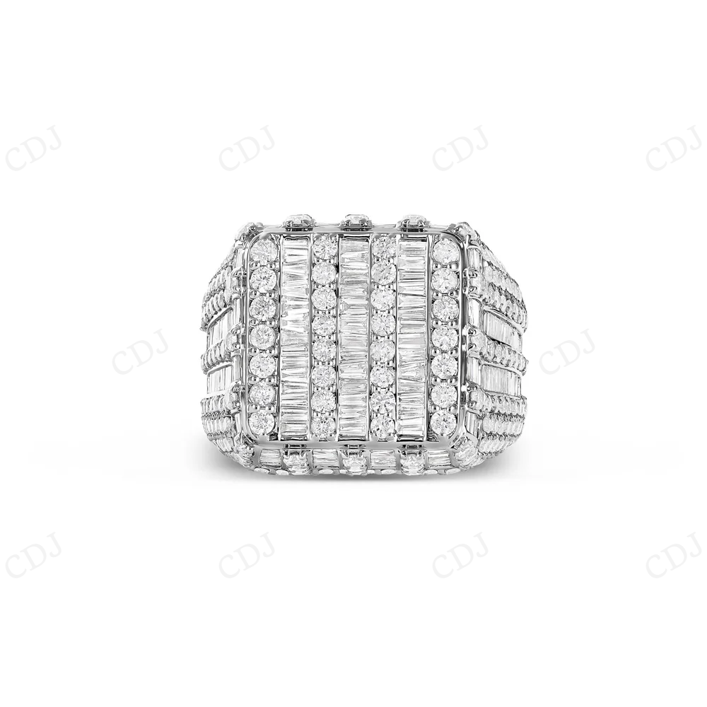 10K White Gold Square Baguette Diamond Ring hip hop jewelry CustomDiamJewel