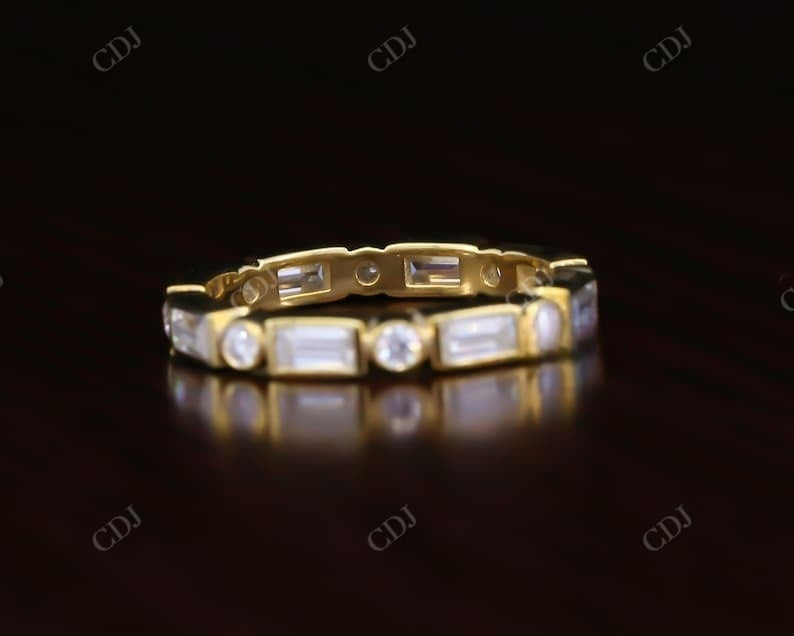 Alternative Baguette and Round Diamond Wedding Band  customdiamjewel   