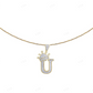 1.6" 0.55 CTW 10K Gold Natural Diamond Crown Initial "U" Pendant CustomDiamJewel