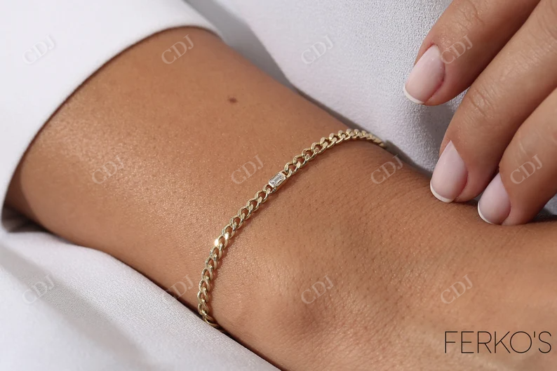 0.12CTW Moissanite Bezel Set Link Diamond Bracelet  customdiamjewel   