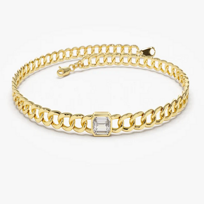 0.12CTW Moissanite Bezel Set Link Diamond Bracelet  customdiamjewel Sterling Silver Yellow Gold VVS-EF