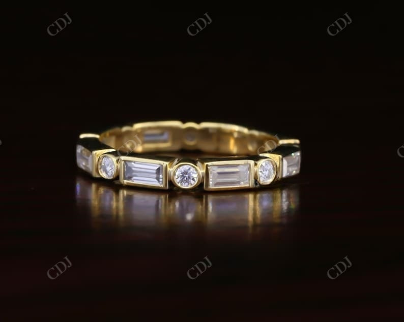 Alternative Baguette and Round Diamond Wedding Band  customdiamjewel   