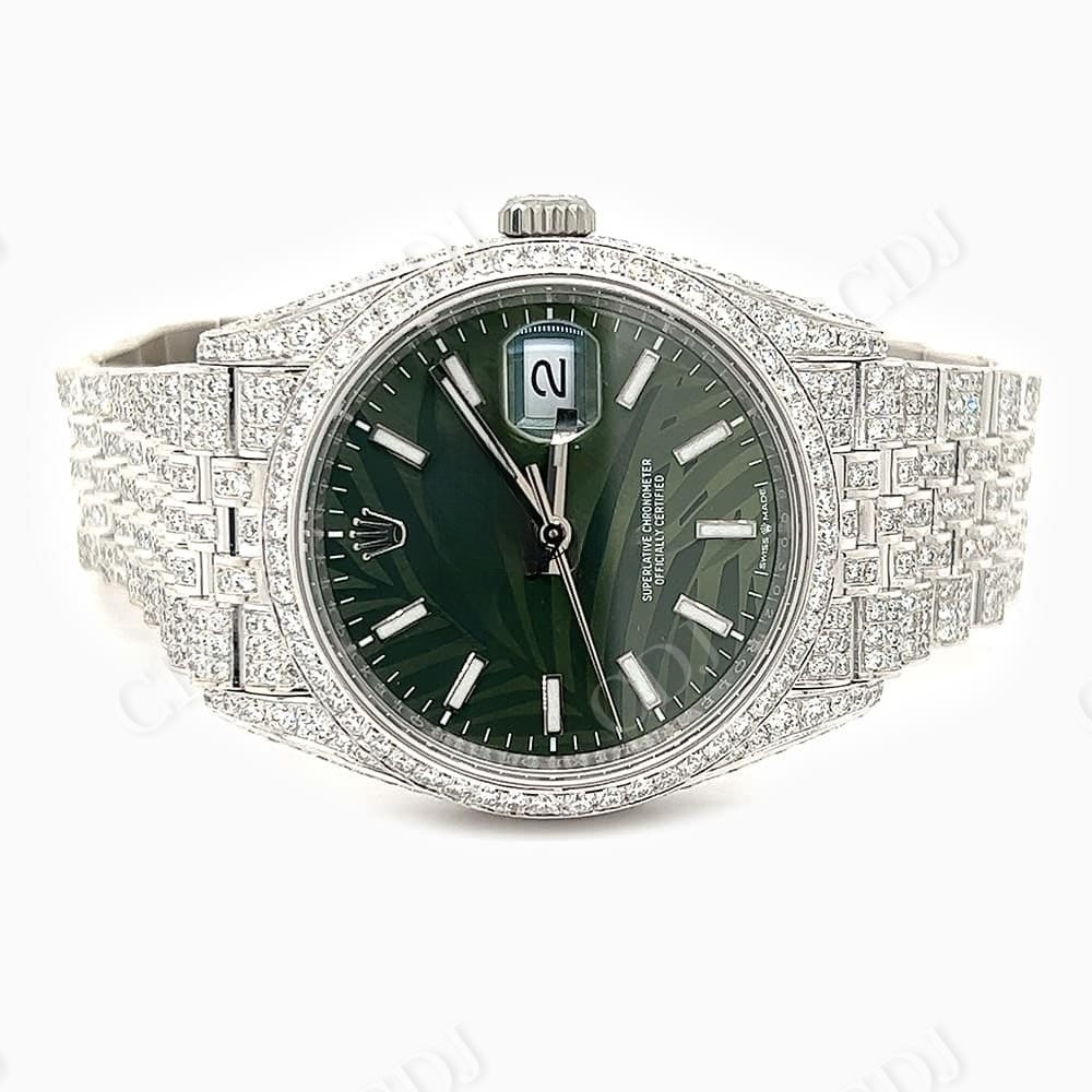 Green Dial Rolex Fully Iced Our Moissanite Watch customdiamjewel