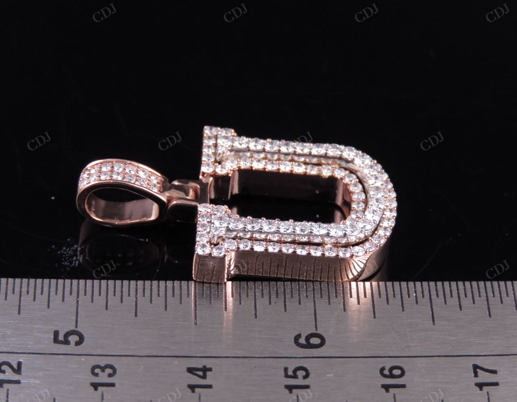 1.5" 1.75 CTW 18K Gold Real Diamond 3D Initial 'U' Letter Pendant CustomDiamJewel