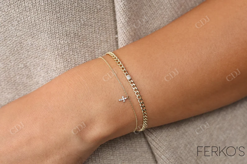 0.12CTW Moissanite Bezel Set Link Diamond Bracelet  customdiamjewel   