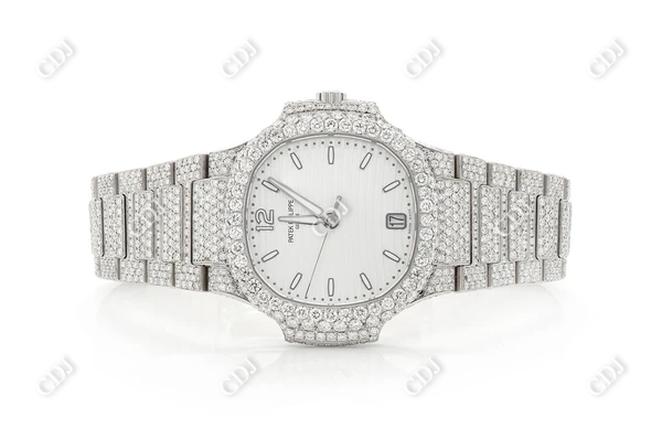 Fully Iced Out 36mm Patek Philippe Nautilus Moissanite Ladies Watch customdiamjewel