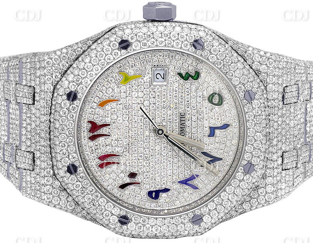 Men Women Arabic Custom Dial Hip Hop VVS Moissanite Diamond Watch customdiamjewel