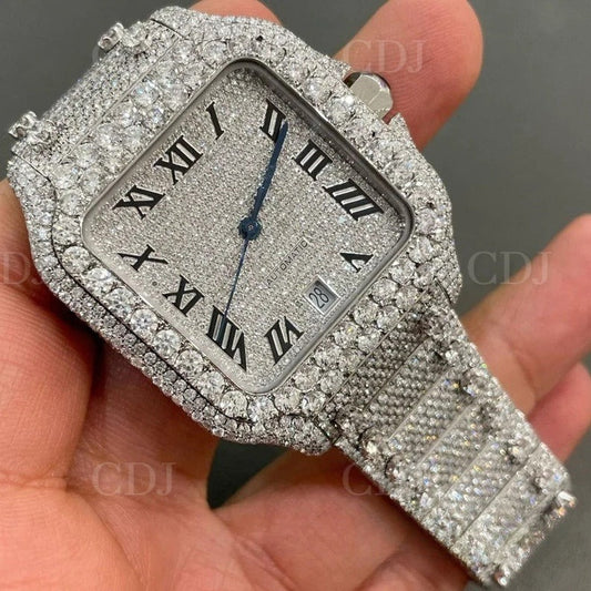 Roman Numerical Dial High Quality Iced Out Moissanite Watch for Men customdiamjewel