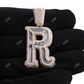 10K Rose Gold Letter R Iced Out Hip Hop Initial Pendant hip hop jewelry CustomDiamJewel