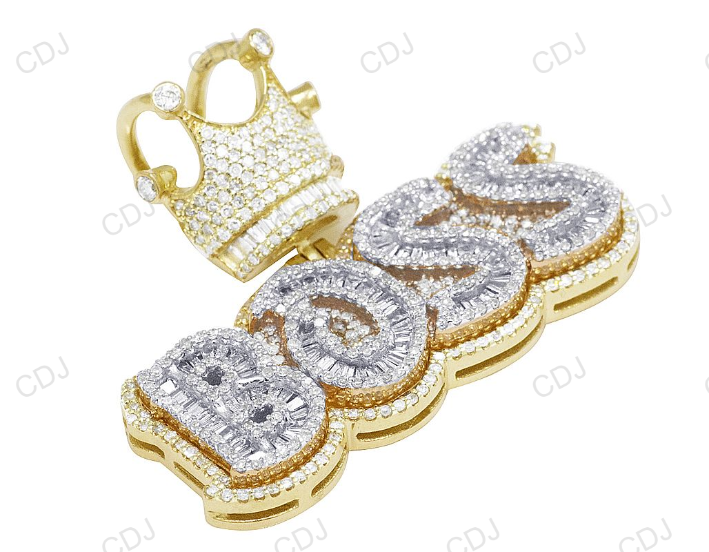 925 Silver Moissanite BOSS Crown Letter Pendant hip hop jewelry CustomDiamJewel