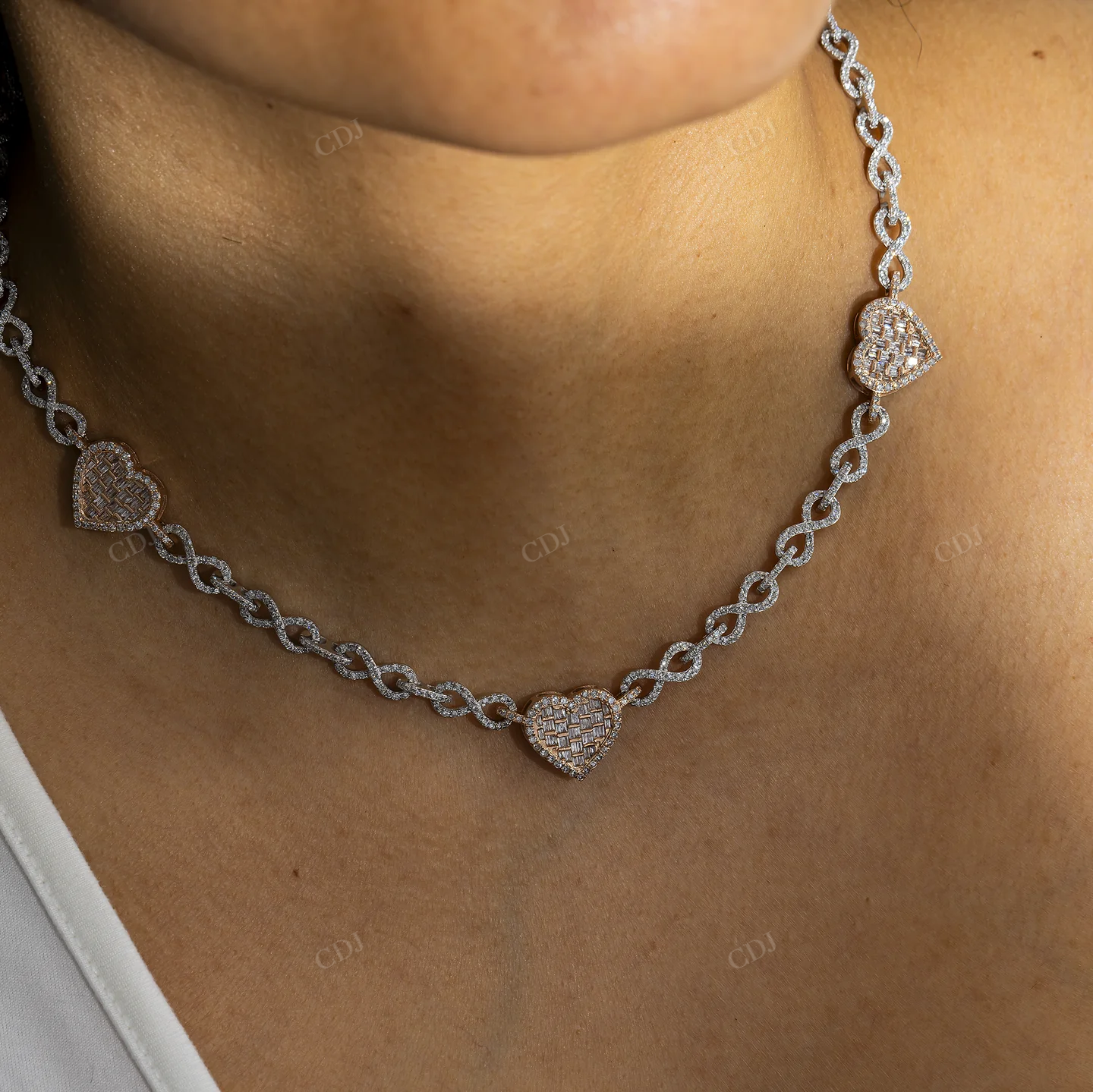 6.51 CTW Two Tone Baguette And Round Diamond Chain hip hop jewelry CustomDiamJewel