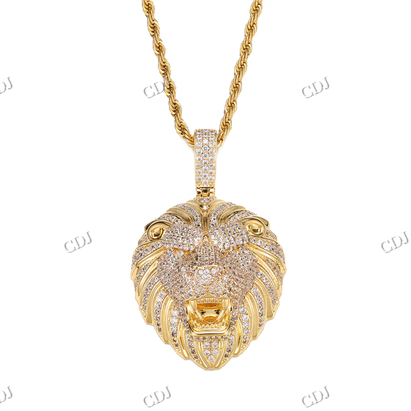 High Quality Iced Out Custom Lion Head Diamond Pendant hip hop jewelry CustomDiamJewel