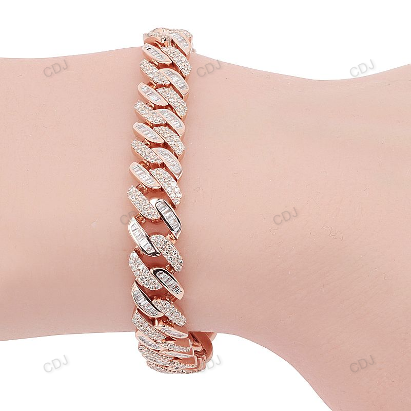 Miami Link Silver Moissanite Cuban Bracelet hip hop jewelry customdiamjewel