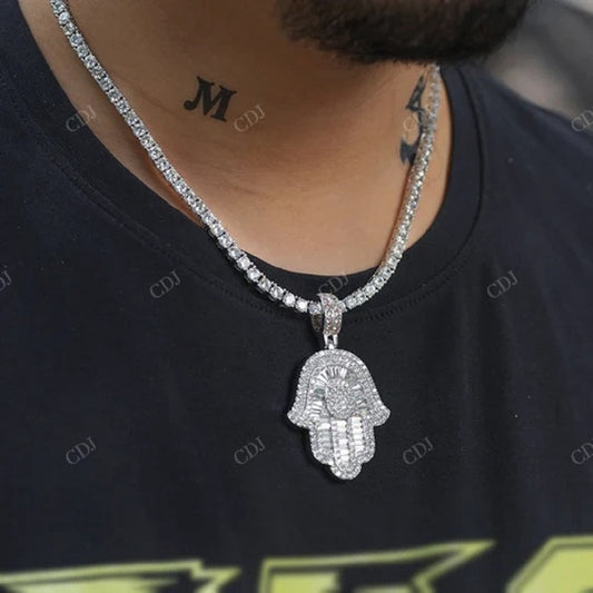 Wholesale Price Silver Hamsa Pendant hip hop jewelry CustomDiamJewel