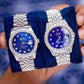 Top Quality Hip Hop Blue Dial Date Just Full Iced Out Moissanite Rolex Watch customdiamjewel