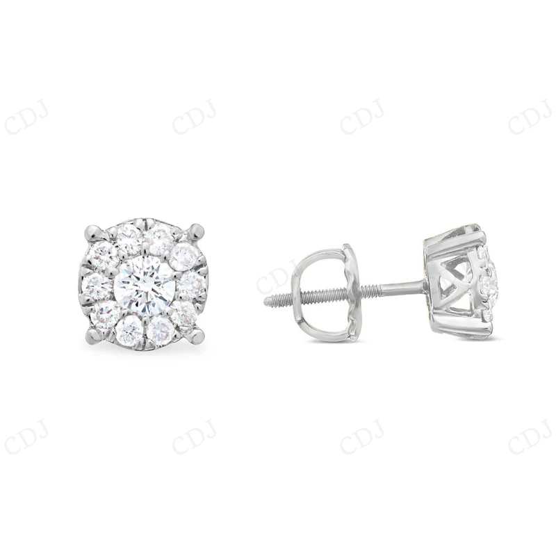 0.40CT Moissanite Diamond Cluster Earrings Stud earrings CustomDiamJewel