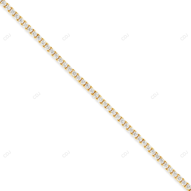 18KT Yellow Gold Moissanite Sterling Silver Tennis Chain CustomDiamJewel