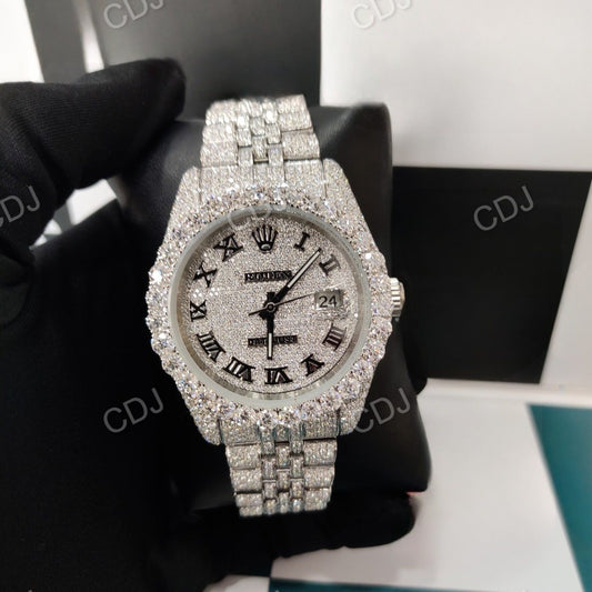 Men's Luxury Automatic Rolex Hip Hop Style Diamond Studded Watch customdiamjewel