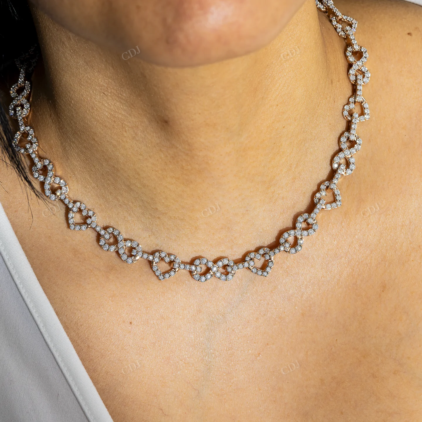 6.05 CTW 10MM Diamond Infinity Link Heart Chain hip hop jewelry CustomDiamJewel