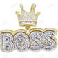 925 Silver Moissanite BOSS Crown Letter Pendant hip hop jewelry CustomDiamJewel