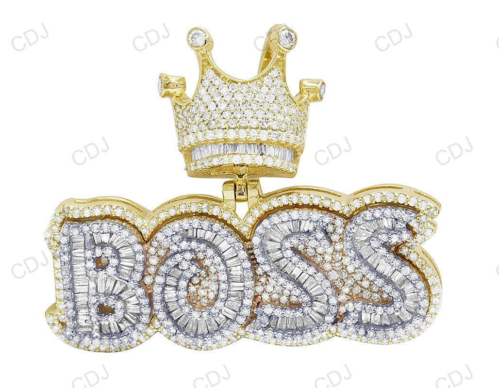 925 Silver Moissanite BOSS Crown Letter Pendant hip hop jewelry CustomDiamJewel