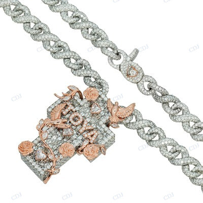 Two Tone Gold Plated Diamond Cross Pendant hip hop jewelry CustomDiamJewel
