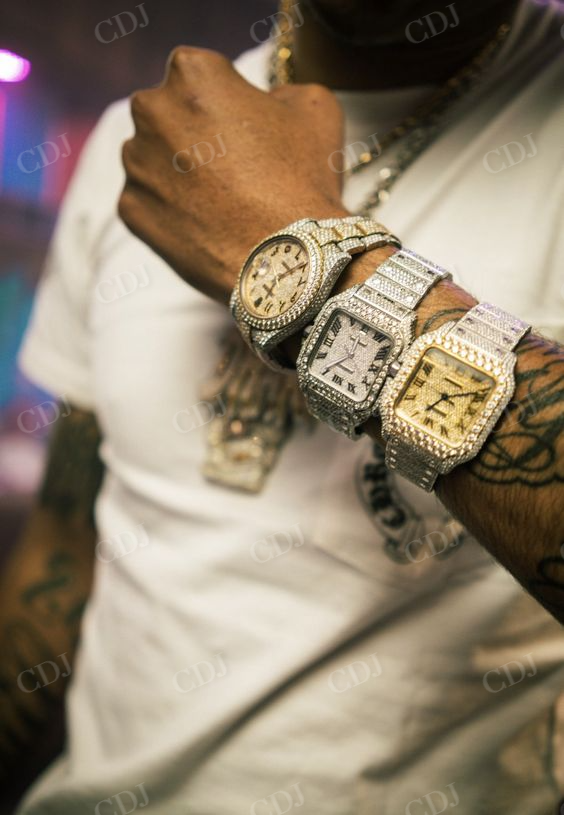 Rose White 41MM Two Tone Handmade Moissanite Men's Patek Wrist Watch customdiamjewel