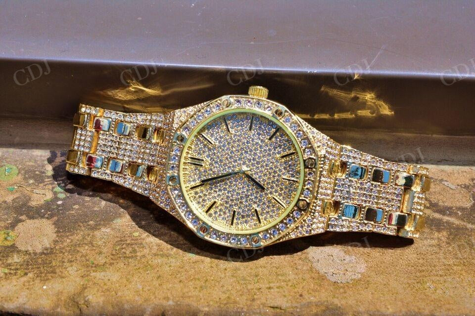 Hip Hop Moissanite Diamond Wrist Watch For Men customdiamjewel