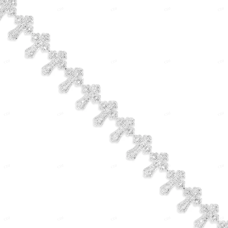 Elegant 14K White Gold Cross Bracelet hip hop jewelry CustomDiamJewel