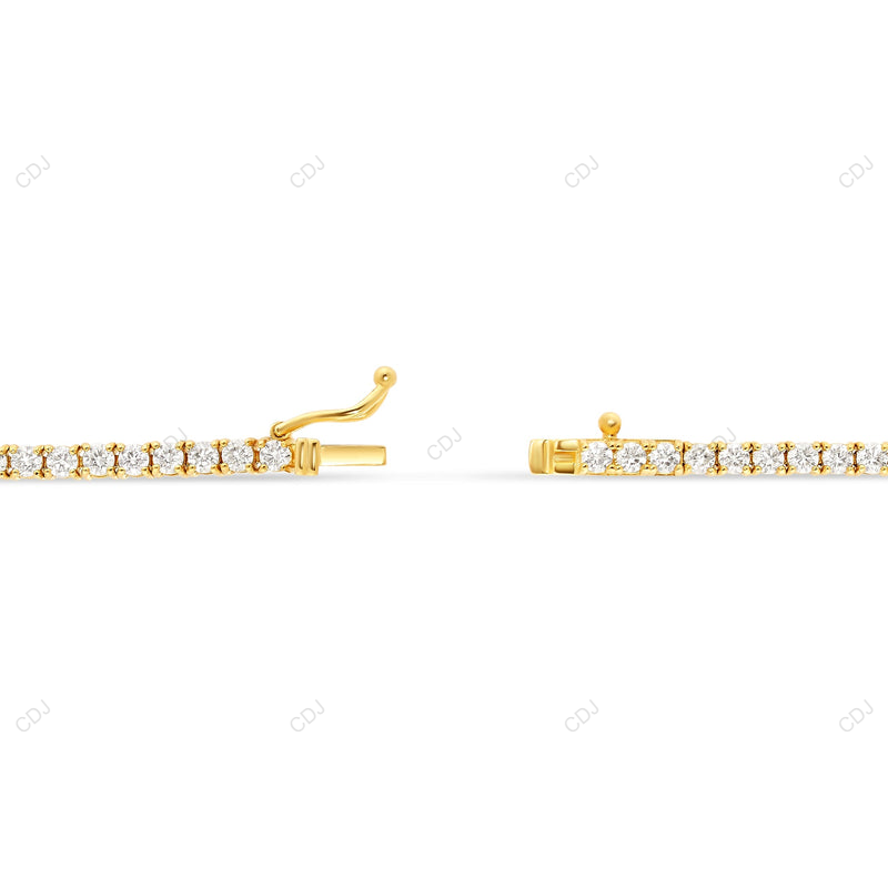 18KT Yellow Gold Moissanite Sterling Silver Tennis Chain CustomDiamJewel