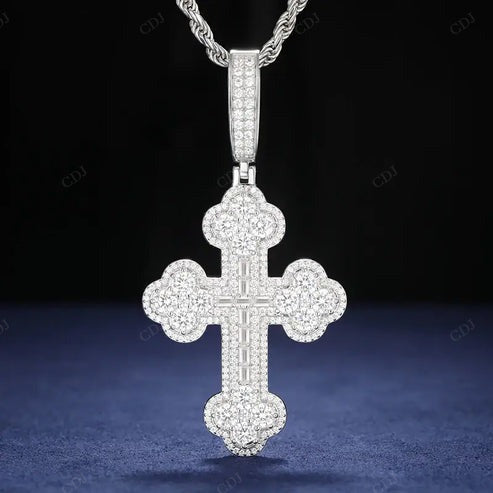 Luxurious Iced Out Baguette Cross Pendant For Mens hip hop jewelry CustomDiamJewel