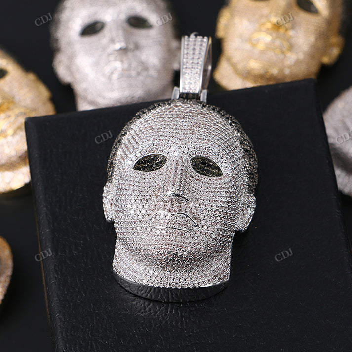 Iced Out Man Head Moissanite Diamond Two Tone Pendant hip hop jewelry CustomDiamJewel