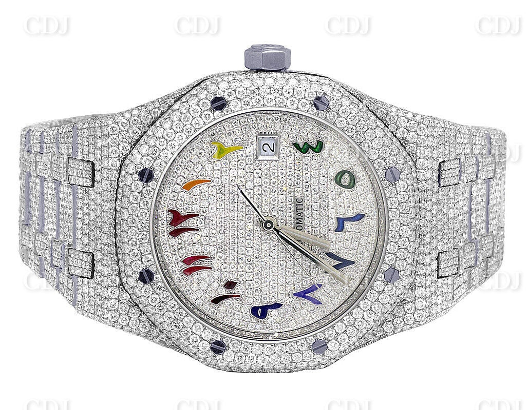 Men Women Arabic Custom Dial Hip Hop VVS Moissanite Diamond Watch customdiamjewel